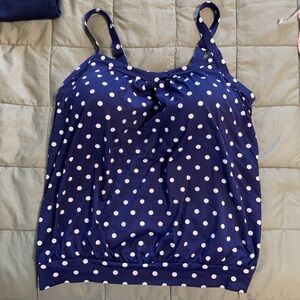 Lands' End Women's Blouson Tummy Hiding Tankini Top Swimsuit Adjustable Straps